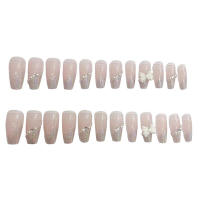 Uñas postizas rosas transparentes con borde brillante, decoración de uñas naturales irrompibles, uso sencillo para actuaciones en escenario - details 0
