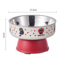 Cuenco de base alta para mascotas de dibujos animados, antideslizante, antivómitos, comida para gatos, cuenco de agua con soporte, cuenco de acero inoxidable antivuelco para gatos - details 3