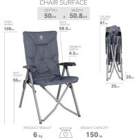Silla de Camping Plegable Capacidad de 150 kg Respaldo Alto tamaño pequeño Plegable Silla de jardín Acolchada de Lujo con 4 Posiciones, Silla de Pesca Ajustable para balcón - details 2