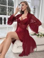 Lencería sexy para mujer, sexy, reunir pechos pequeños, tirantes de encaje, camisón de malla, traje sexual, ropa de estar - details 2