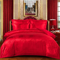 Juego de Ropa de Cama con Bordado de Jacquard Dorado Svetanya Funda de Edredón y Funda de Almohada para Cama Reina y Rey con Tela Elástica - details 6