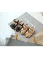 Sandalias de verano para niñas, zapatos para niños pequeños, sandalias suaves de princesa para la playa para niños, sandalias romanas con recortes tejidos y puntera - details 5