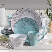 Vancasso-Juego de vajilla de gres con plato de cena, plato de postre, tazón, taza, servicio para 4 personas, VINE 16 - details 0