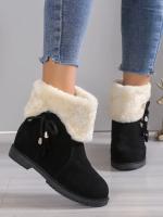 Women's Fashion Bowknot Decor Snow Boots Casual Slip On Plush Lined Winter Boots Comfortable Ankle Boots - details 3