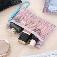Bolsa de maquillaje de nailon con asa, bolsa de cosméticos de malla ligera transparente, monedero, bolsa de maquillaje portátil reutilizable, lápiz labial - details 6