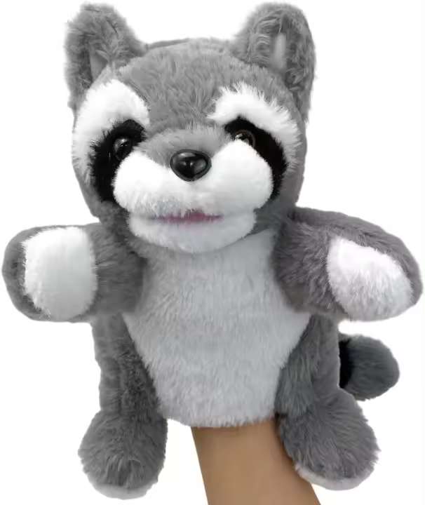 Marionetas de mano de pato para niños pequeños, marionetas de animales de peluche realistas, boca móvil, 9" - 1