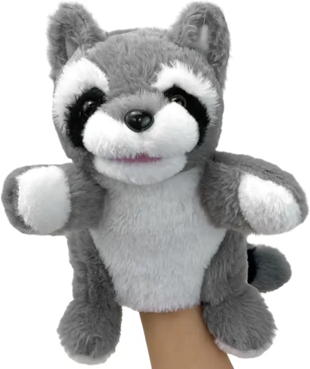 Marionetas de mano de pato para niños pequeños, marionetas de animales de peluche realistas, boca móvil, 9" - 1