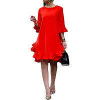 Elegante Vestido Midi Rosa para Fiestas y Noches Moda Primavera-Verano Casual con Mangas Cortas - details 3