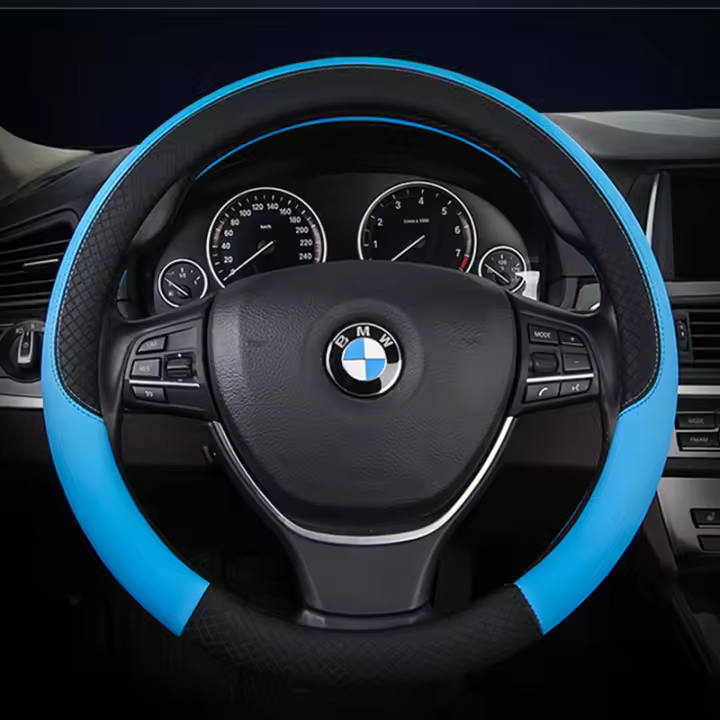 Funda para volante de cuero de microfibra de alta calidad, compatible con 98% modelos de automóviles, detalles interiores de 37-38cm, accesorios para automóviles, productos para automóviles - 1