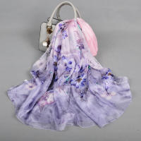 BYSIFA Pañuelo de Seda Mulberry 100% Diseño Floral Nuevo Cubierta de Playa de Verano - details 5