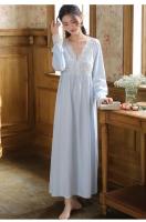 Camisones Vintage de algodón con volantes y encaje con cuello en V para mujer, camisón de manga larga, vestido de noche victoriano romántico de princesa, ropa de dormir - details 10