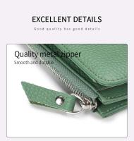 Cartera plegable de cuero genuino para mujer, billetera plegable con bloqueo RFID, tarjetero, billetera con clip para billetes, bolsillo para monedas con cremallera - details 8