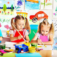 Unisex colorido niños liso tela no tejida pintura hornear niños manualidades cocina juego cocina babero delantal - details 2