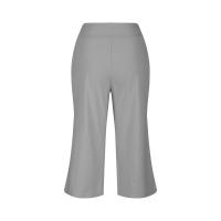 2024 primavera y verano mujeres elástico cintura alta 3/4 pantalón sólido Casual ajuste activo pantalones de pierna Capris anchos pantalones con bolsillos - details 21