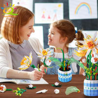 Ramo de Epiphyllum en maceta, bloques de construcción, juego de flores eternas, juguete para decoración del hogar, ladrillos de plantas, juguetes para niños - details 2