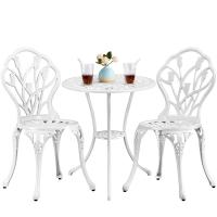 Conjunto de Mesa y Sillas Exterior Juego de Muebles de Aluminio para Jardín Balcón Terraza Blanco,44x44x85,5cm - details 1