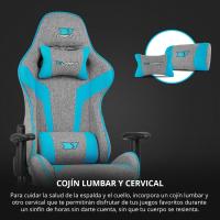 DR90 - Silla Gaming Profesional, Tejido Transpirable, reposabrazos 2D Acolchado, Base Nylon Reforzado, pistón Clase 4, cojín Lumbar y Cervical, Color Gris/Blanco - details 18