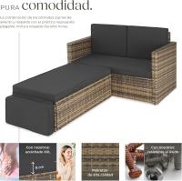 Sofá de Jardín con Taburete Conjunto Resistente a la Intemperie de Acero Muebles Exteriores - details 19