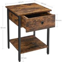 Mesita de Noche Mesa Auxiliar con Cajón y Estante 40 x 40 x 55 cm Para Dormitorio, Salón - details 2