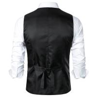 Chaleco de traje formal para hombre, chaleco de tweed con cuello en V, chalecos de traje de vestir para negocios para boda - details 5