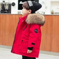 Abrigos de algodón para niños, ropa de abrigo gruesa con cuello de piel grande para invierno, chaquetas cálidas con capucha para niños, Parkas informales de moda para adolescentes - details 2