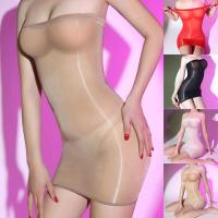 Pijama ultrafino de tubo transparente para mujer, sexy, brillante, sedoso, sin costuras, ceñido al cuerpo, tops, ropa interior - details 0
