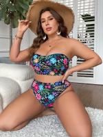 Conjunto de Bikini sin tirantes para mujer, traje de baño Sexy con estampado, traje de baño de talla grande, traje de baño femenino de estilo vendaje, ropa de playa 5XL - details 6