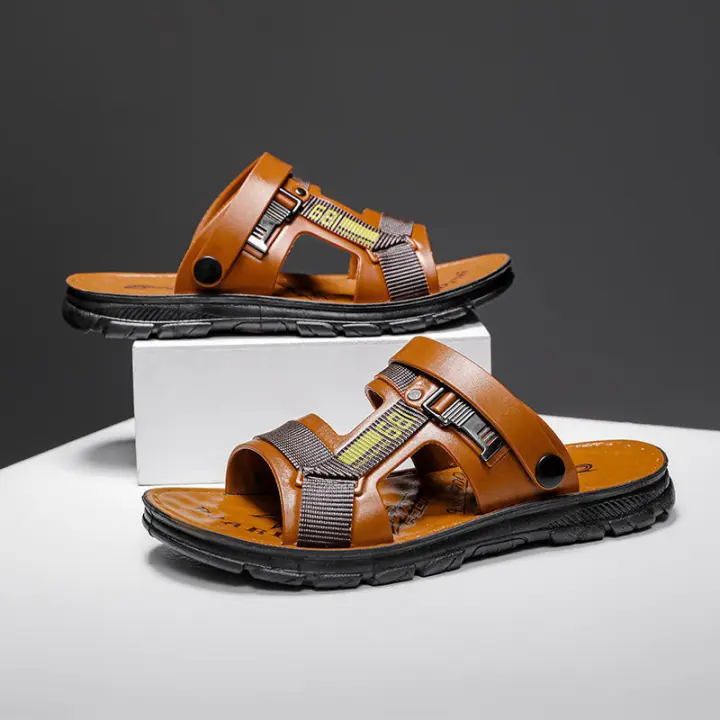 Sandalias informales de doble uso para hombre, zapatos de playa con suela suave, transpirables y antideslizantes, para verano, 2024 - 1