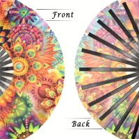 1 abanico de bambú impreso personalizado, estilo vintage plegable grande, tema romántico, ideal para bodas, bailes, festivales de música, actuaciones de fiestas y regalos, no requiere energía - details 2