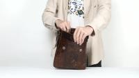 Bolso crossbody de moda para hombres hecho de cuero genuino, bolso flip crossbody para hombres, bolso de hombro casual para hombres - details 19