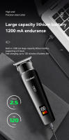 Kemei-cortadora de pelo profesional para hombre, Kit de corte de pelo con pantalla LCD, cuchilla en T, inalámbrica, recargable - details 5