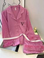 Conjunto de pijama de mujer de manga larga, pijama, 2 piezas, satén home TRE, lujosa camisa y pantalón con estampado de leopardo, novedad para el verano - details 9