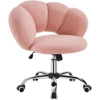 Silla de Escritorio Ergonómica Diseño Nube en Tejido Bouclé Altura Ajustable Ruedas Giratorias - details 27