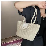 Bolso de mujer de gran capacidad, bolso de mano portátil con bandolera, bolso tejido de paja - details 7