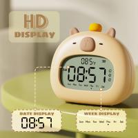 Reloj LED junto a la cama, despertador para niños, entrenador de sueño para niños, pantalla de temperatura con Control recargable, capibara Digital bonito - details 0
