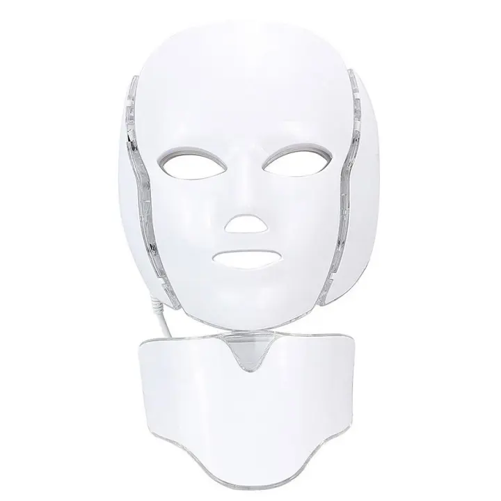 El juego de caja de color de terapia de luz con máscara LED contiene un manual de instrucciones del cargador, máscara de terapia de luz LED de 7 colores para el cuidado de la piel facial, máscara de belleza LED en color, cara de terapia con máscara LED - 1