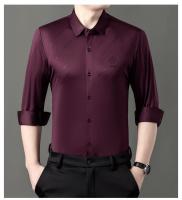 Transmisión en vivo de manga larga para hombre sin costuras para primavera, nueva camisa estampada informal y de negocios sin planchar, tendencia ligera - details 1