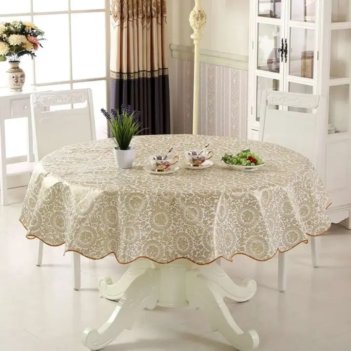 Hule redondo impermeable de 152/180cm, mantel floral de PVC, mantel de cocina para el hogar - 1