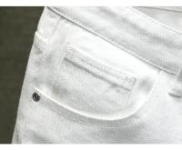 Pantalones Cortos de Denim Blanco para Hombres 2024 Moda Casual con Diseño Rasgado de Rodilla - details 5