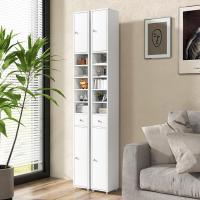Armario de Baño Alto, Columna Auxiliar para Almacenamiento de Baño, con 2 Armarios y 1 Cajón, Organizador Armario Estrecho 20 x 20 x 180 cm, para Inodoro, Oficina - details 8