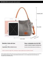 Bolso de hombro de mujer de lona cruzado de gran capacidad para estudiante literario simple - details 9