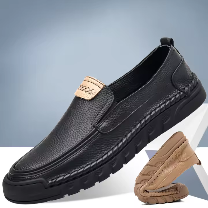 Nuevos zapatos casuales de punta redonda para hombre de cuero, mocasines, zapatos para hombre - 1