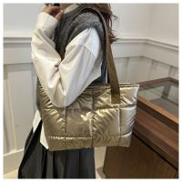 Moda señoras Tote bolsos de gran capacidad de algodón acolchado bolsa de compras rombo bolso portátil acolchado sólido para viajes de ocio - details 29