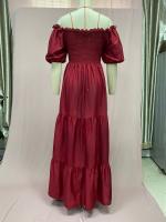 2025 nuevo vestido de hadas de color largo con hombros descubiertos y flores rotas para mujer primavera/verano - details 34