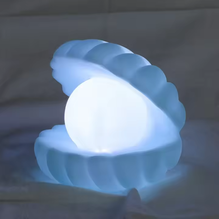 Mini luz de noche con forma de mejillón de perlas de colores, lámpara de concha de dibujos animados, mesita de noche para dormitorio de niña y niño, luz decorativa de escritorio, 1 unidad - 1