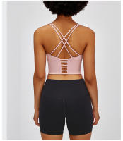 SHINBENE Sexy Strappy Wireless Sports Bra Crop Tops Women Padded Push Up Longline Gym Yoga Bras Cotton Feel Workout Brassiere - details 24