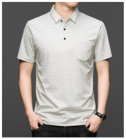 Polo polo camisa de moda traje de papá a rayas versátil verano manga corta top de hombre - details 1