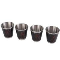 Villa de acero inoxidable para acampar al aire libre, juego de tazas VIE para picnic, vino, cerveza, whisky, taza de cuero PU, 70 ml o 30 ml, 4 piezas por lote - details 6