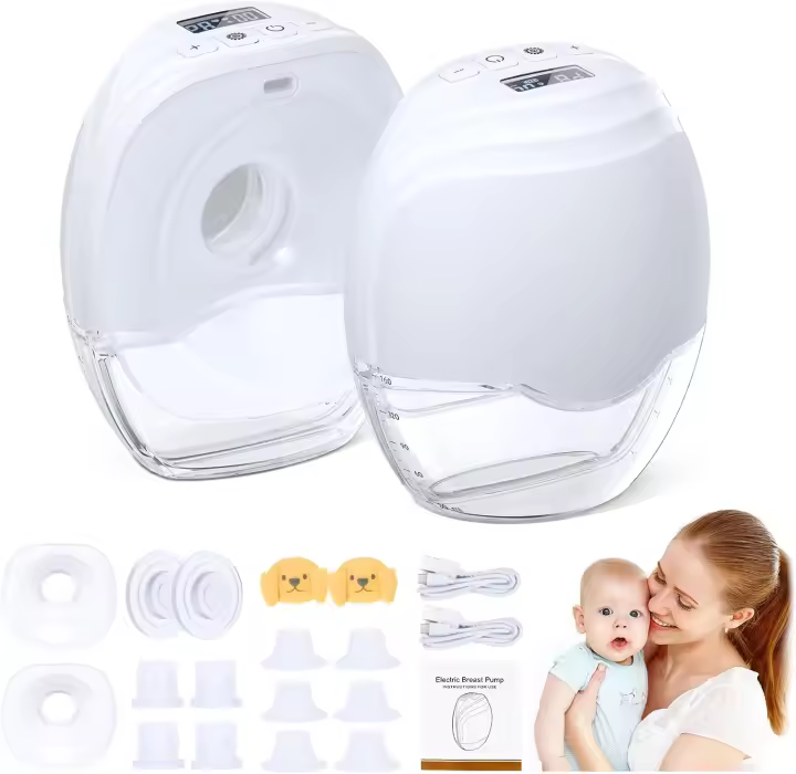 Extractor de leche eléctrico portátil, Extractor de leche silencioso sin BPA, Material Tritan, 2 piezas - 1