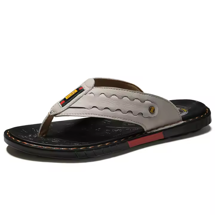 Chanclas informales de cuero para hombre, sandalias de playa con suela de goma, zapatos para caminar, a la moda - 1